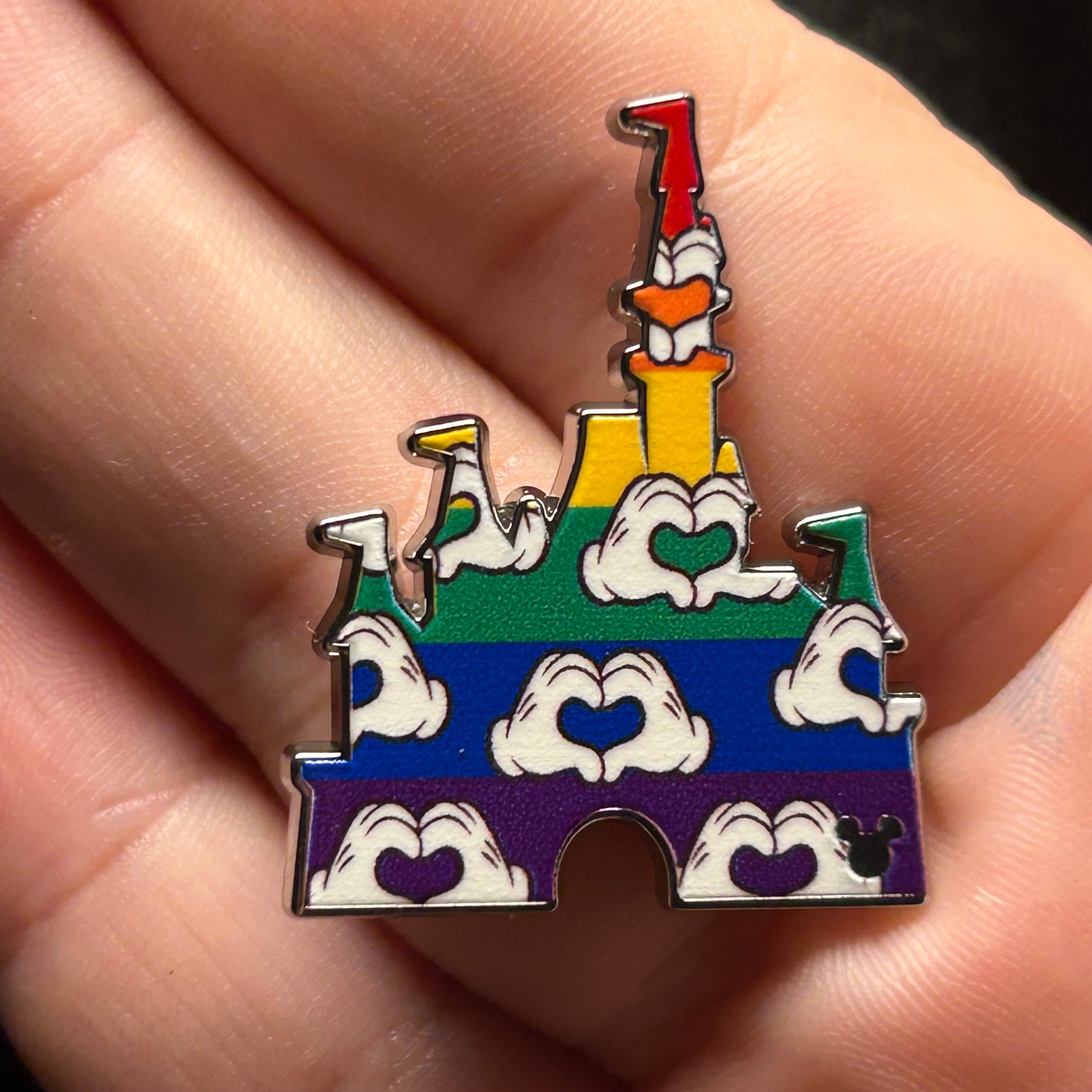 2025 - Rainbow Mickey Heart Hands Castle - WAVE B - Hidden Mickey - Disney Pin