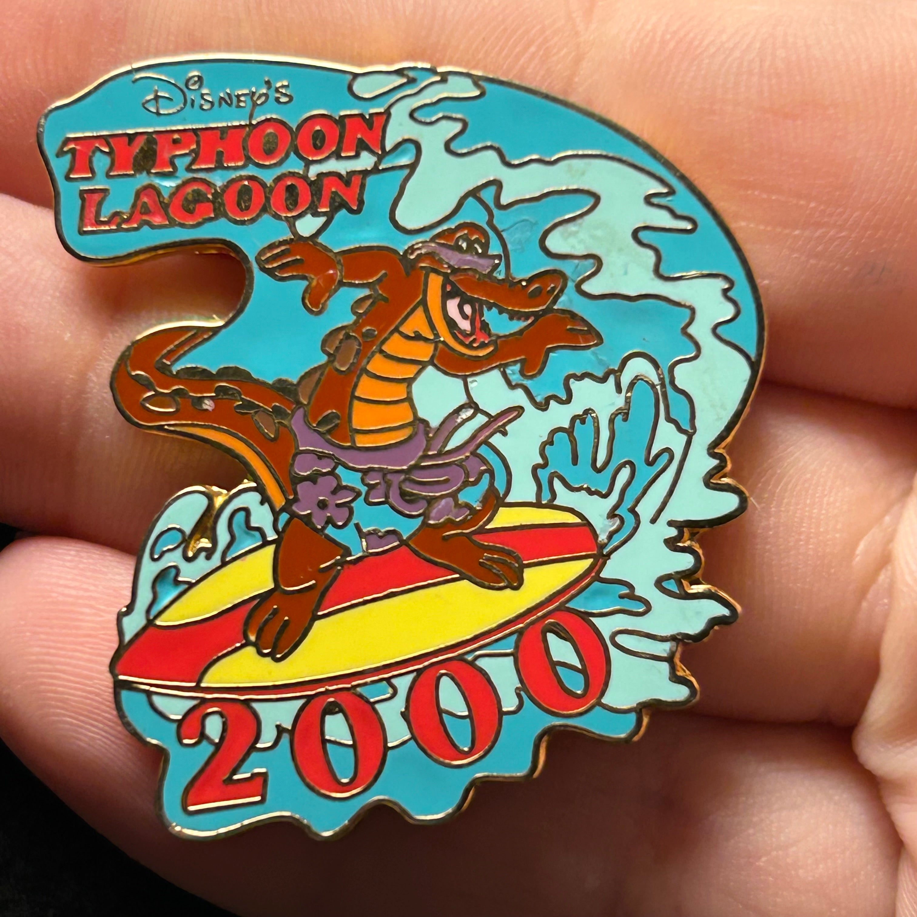 2000 Vintage - Typhoon Lagoon - Alligator Surfing - Dated - Disney Pin