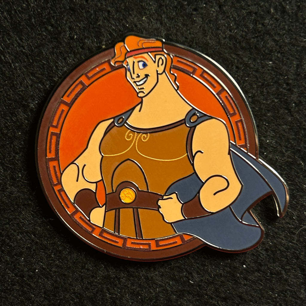 2025 - Hercules smiling with cape - Orange Background - Disney Pin