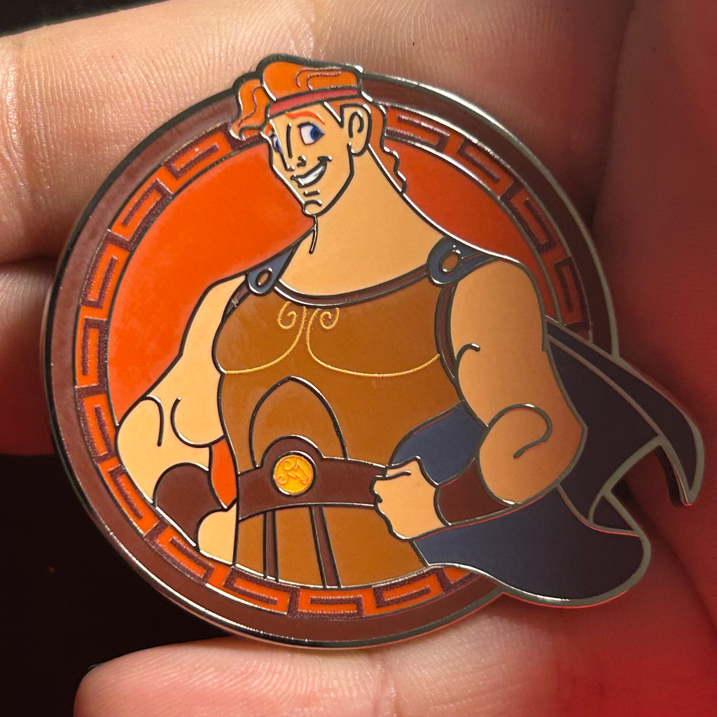 2025 - Hercules smiling with cape - Orange Background - Disney Pin