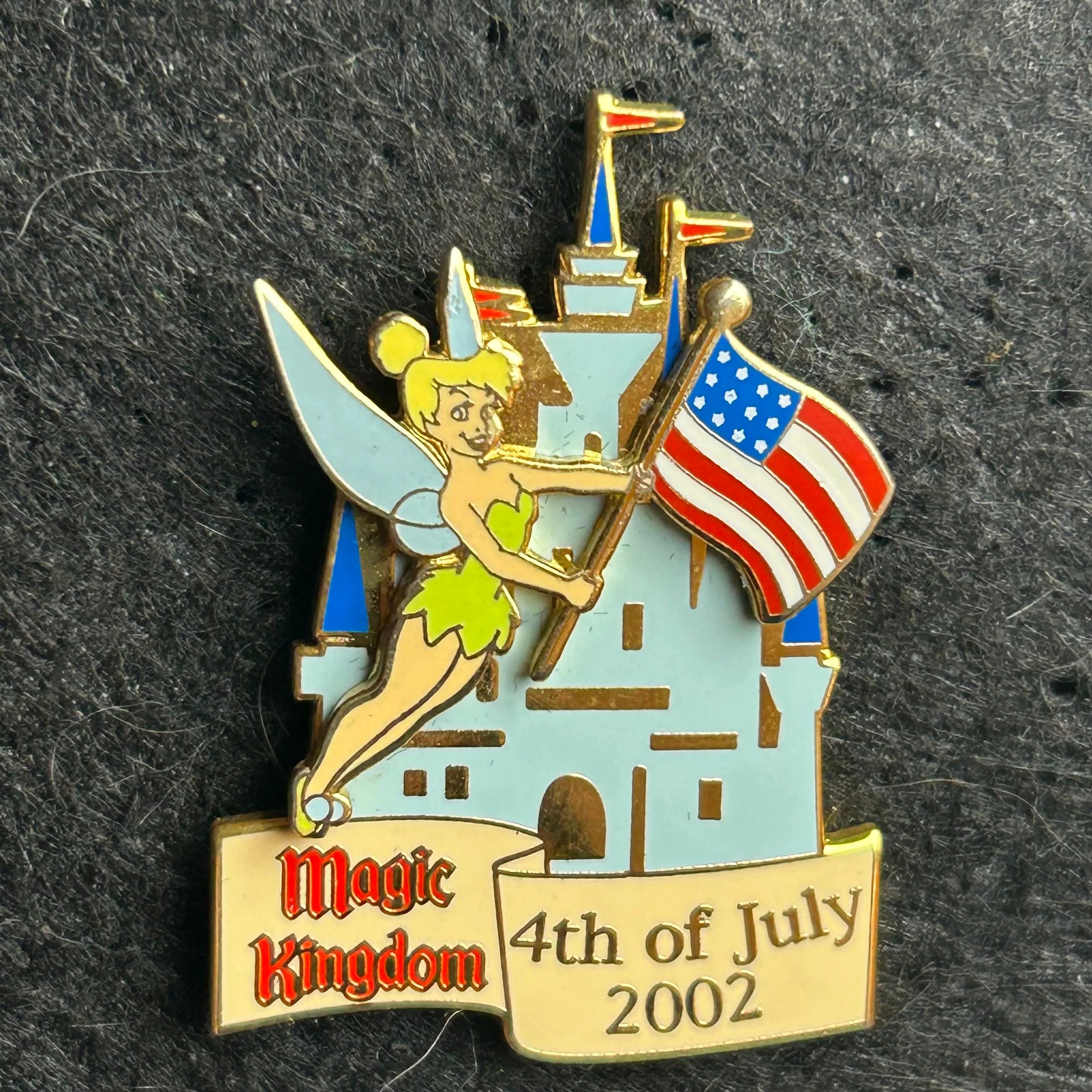 2002 - Tinker Bell - with Flag at Magic Kingdom - 4th Of July - LE 3,500 - WDW - Disney Pin on Pin